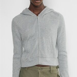TNA Light Gray Zip-Up Sweater
